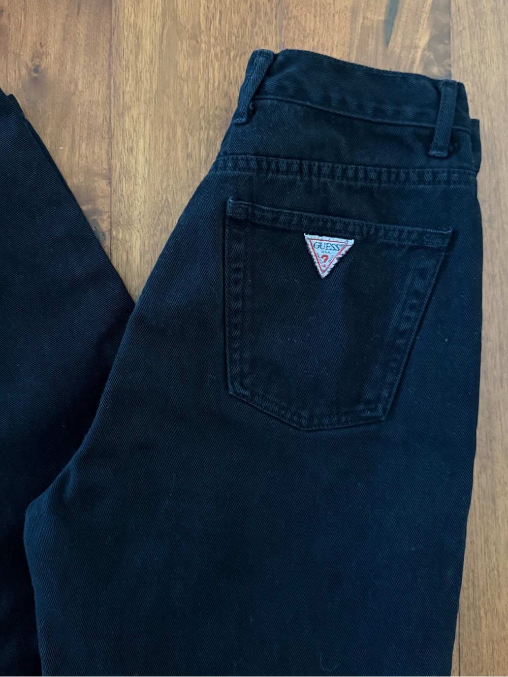Vintage 90s Guess Jeans 43050 Black Tapered Denim Made in USA High Rise